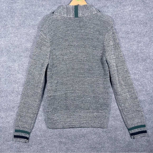 Yigal Arzouel Men’s Small Grey 100% Merino Wool Preppy Pullover V Neck Sweater - Picture 2 of 10